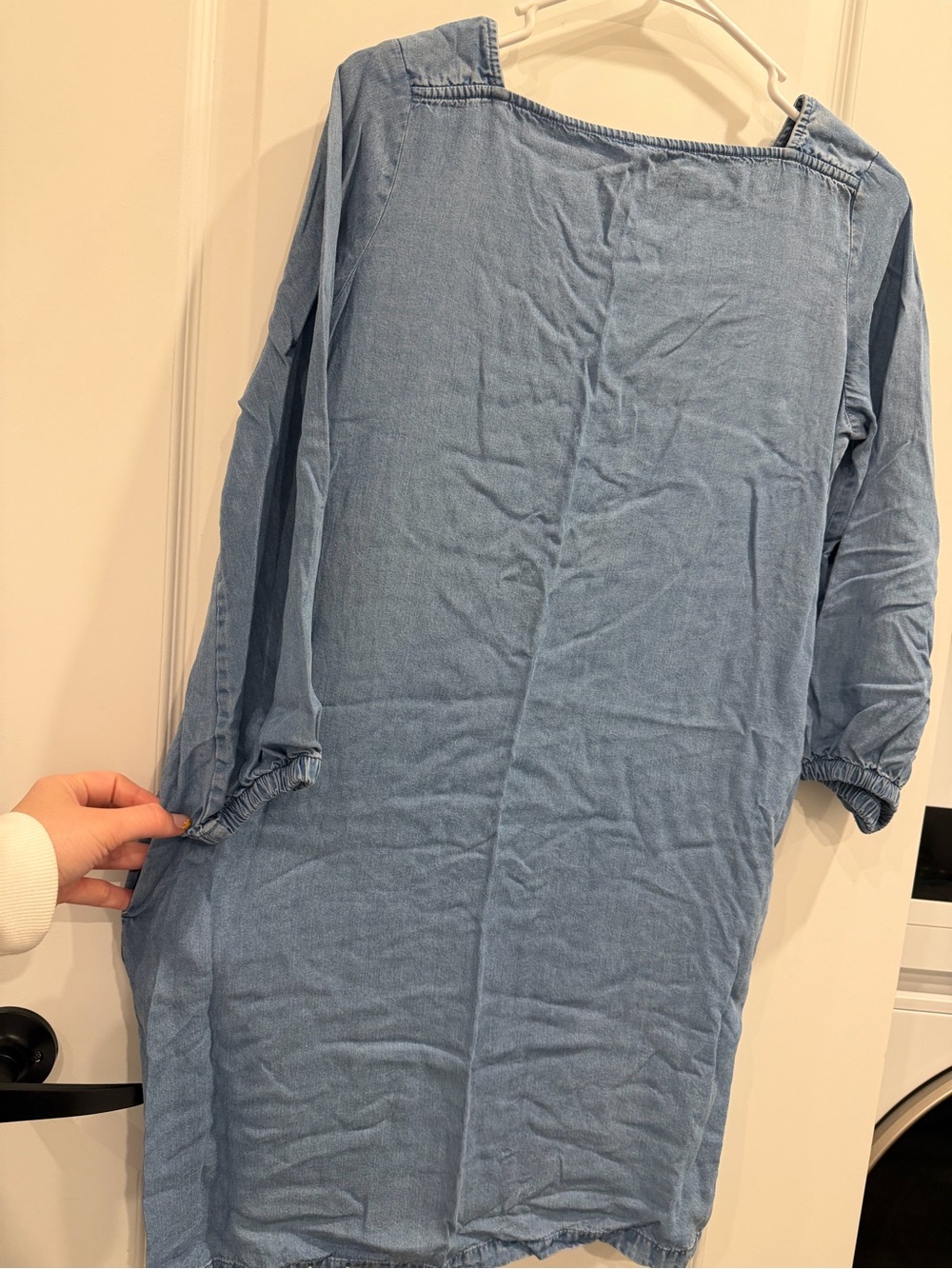 Light Blue Jean Long-Sleeve Casual Dress